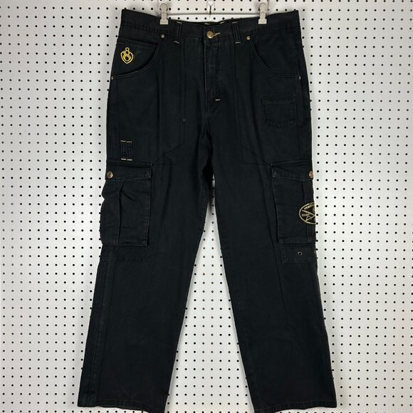 Eight 732 Y2K Baggy Pants 40x34 Black Cargo Gothic Streetwear Skate Wide Leg 90s - Picture 1 of 8